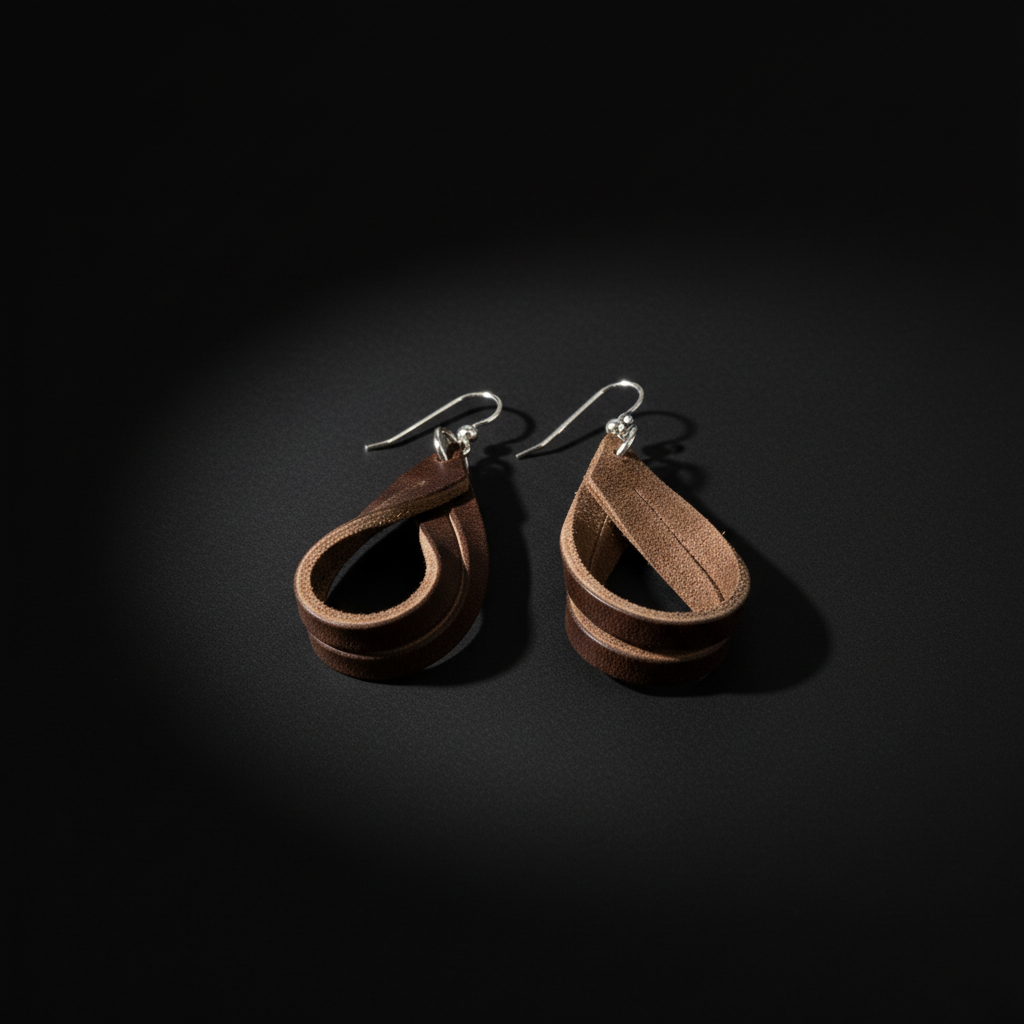 Double Hoop Leather Earrings – Modern & Minimal