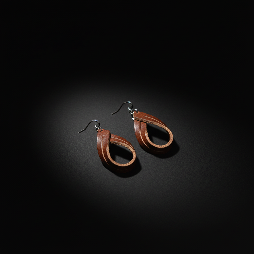 Double Hoop Leather Earrings – Modern & Minimal