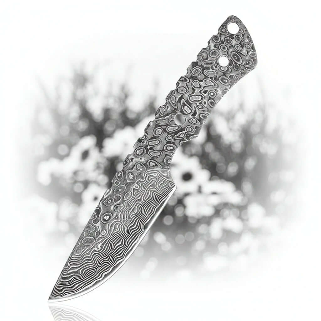 Damascus Outdoor Knife – Leather Scabbard EDC Knife - Hadi Craft