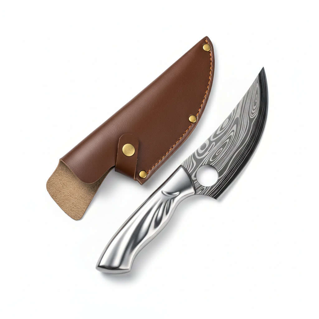 Damascus Stainless Steel Folding Knife – Bone Handle EDC Pocket Knife | Multi-Purpose Survival Knife for Men - Hadi Craft