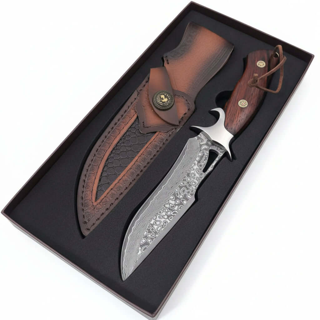 Damascus Steel Fixed Blade Knife – Outdoor Survival Straight Knife for Men | Gift Knife - Hadi Craft