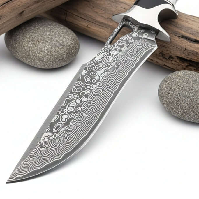 Damascus Steel Fixed Blade Knife – Outdoor Survival Straight Knife for Men | Gift Knife - Hadi Craft