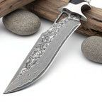 Damascus Steel Fixed Blade Knife – Outdoor Survival Straight Knife for Men | Gift Knife - Hadi Craft