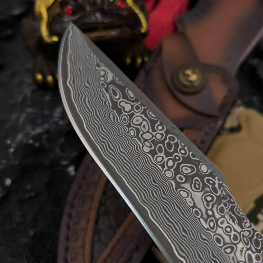 Damascus Steel Fixed Blade Knife – Outdoor Survival Straight Knife for Men | Gift Knife - Hadi Craft
