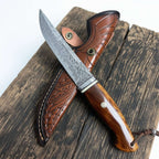 Damascus Steel Folding Knife – Handmade EDC Pocket Knife for Men | Ironwood Handle Gift Knife - Hadi Craft