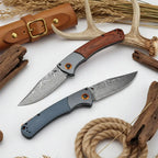 Damascus Steel Folding Knife – Handmade EDC Pocket Knife with Wooden/G10 Handle for Camping & Outdoor - Hadi Craft