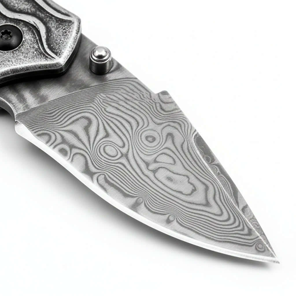 Damascus Steel Folding Knife – Handmade Pocket Knife for Men, EDC & Gift - Hadi Craft