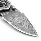 Damascus Steel Folding Knife – Handmade Pocket Knife for Men, EDC & Gift - Hadi Craft