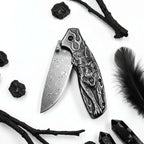 Damascus Steel Folding Knife – Handmade Pocket Knife for Men, EDC & Gift - Hadi Craft