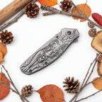 Damascus Steel Folding Knife – Handmade Pocket Knife for Men, EDC & Gift - Hadi Craft
