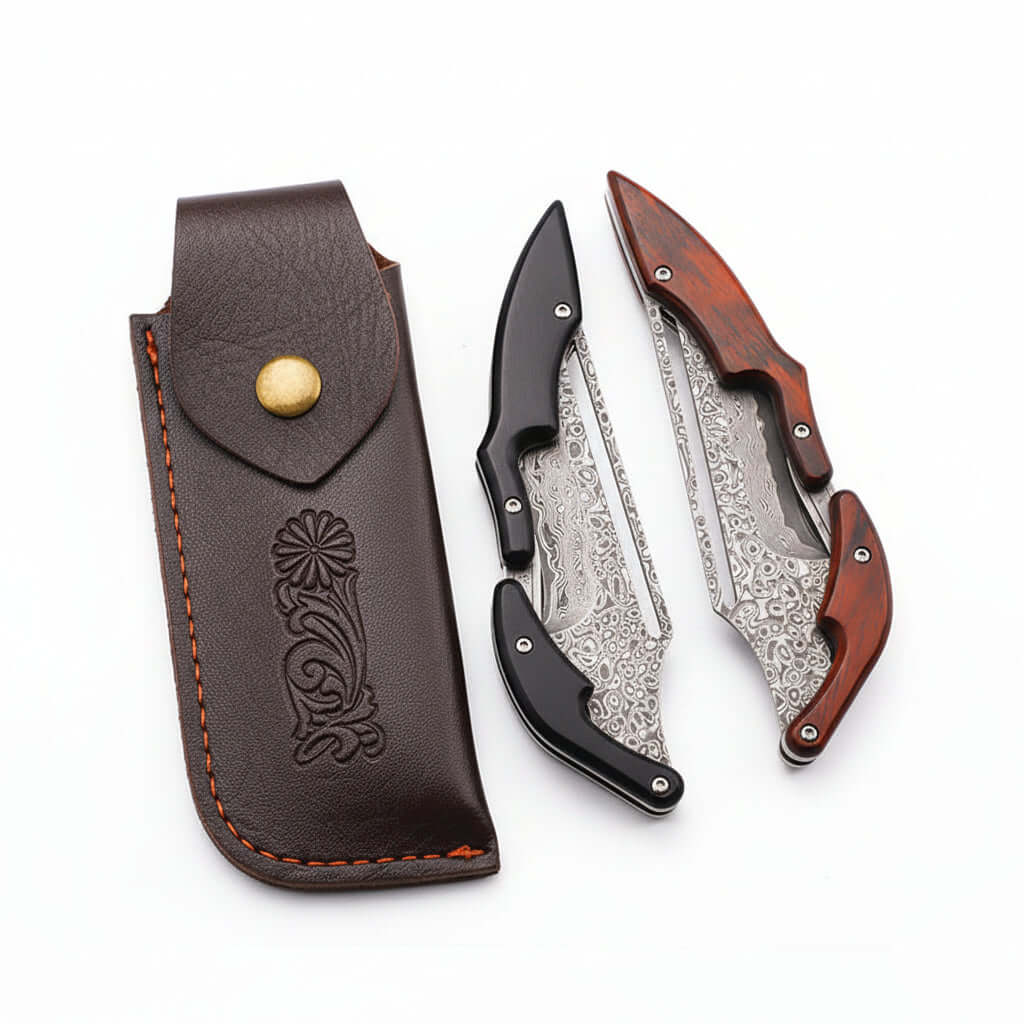 Damascus Steel Folding Knife – High Hardness Self-Defense Pocket Knife for Men | EDC Survival Knife - Hadi Craft