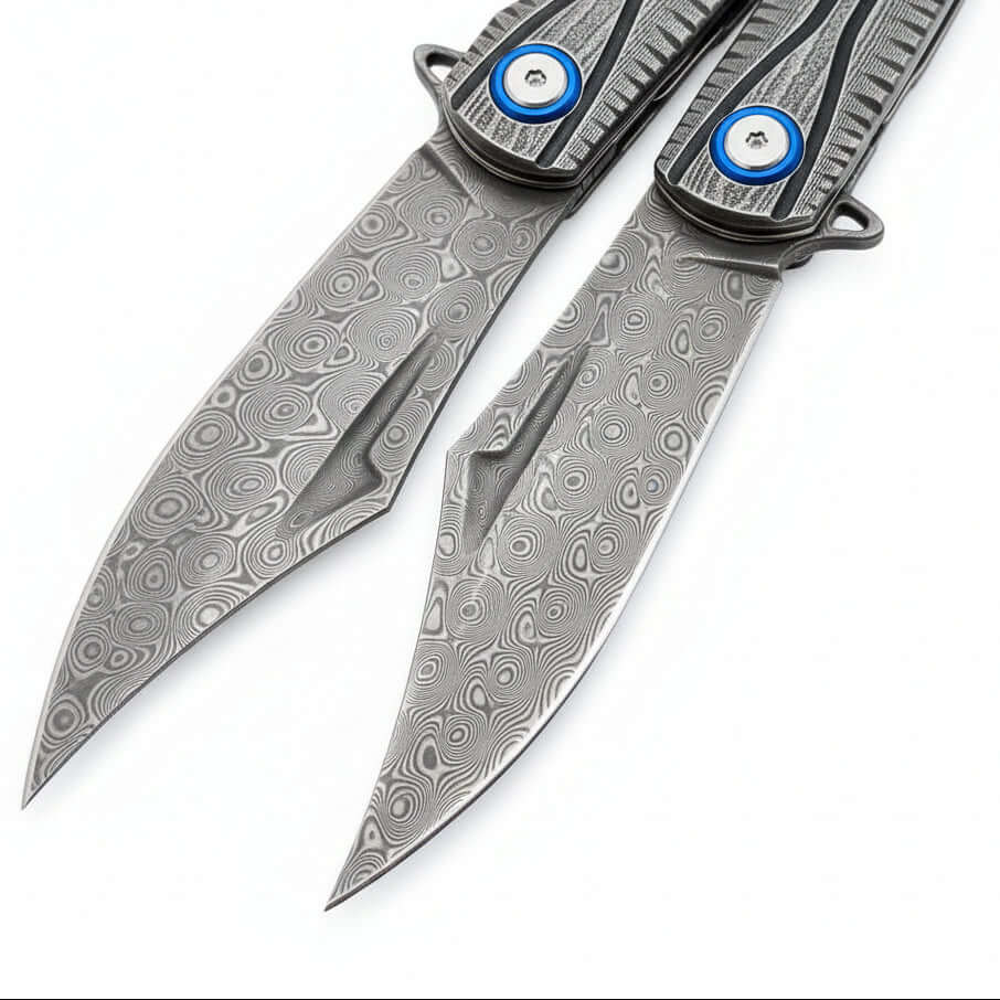 Damascus Steel Folding Knife – Outdoor Hunting & Survival Pocket Knife for Men | EDC Multi Tool - Hadi Craft