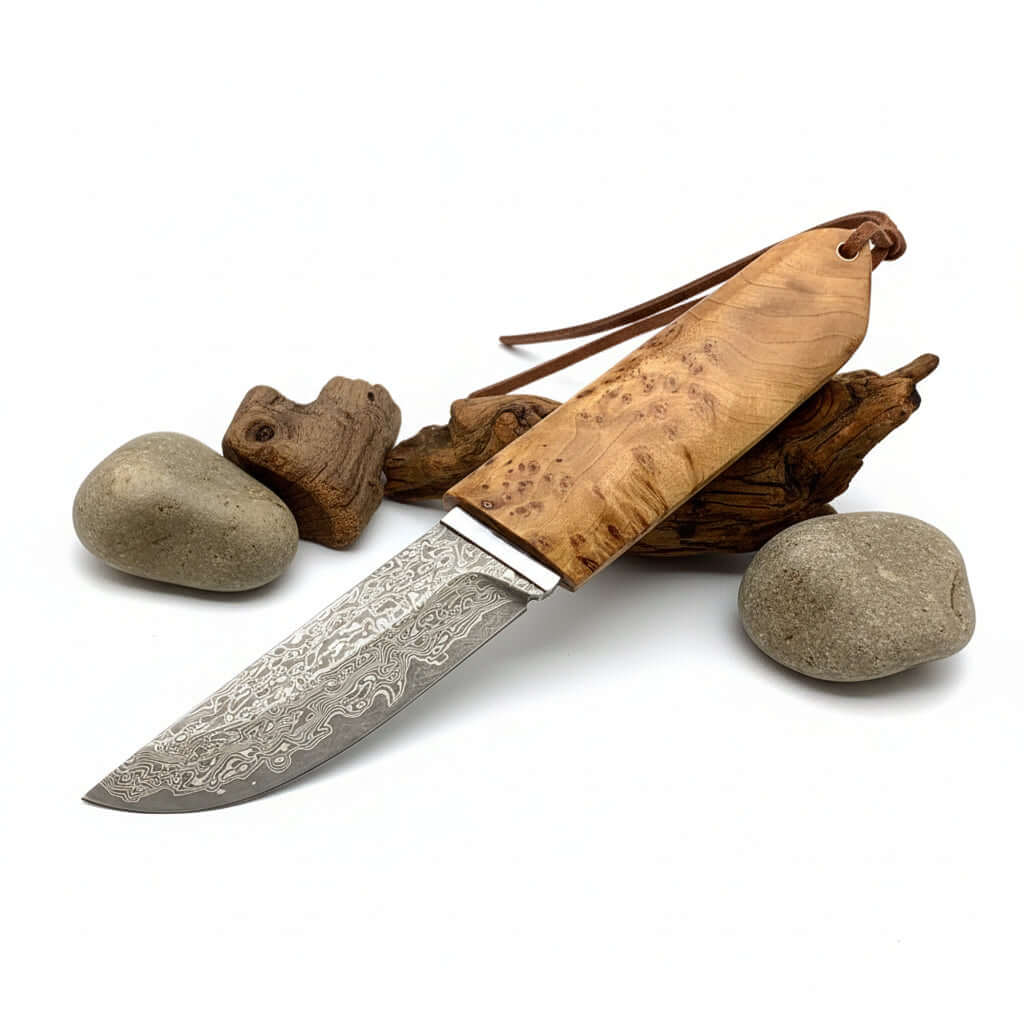 Damascus VG10 Short Knife – Outdoor EDC Camping Knife - Hadi Craft