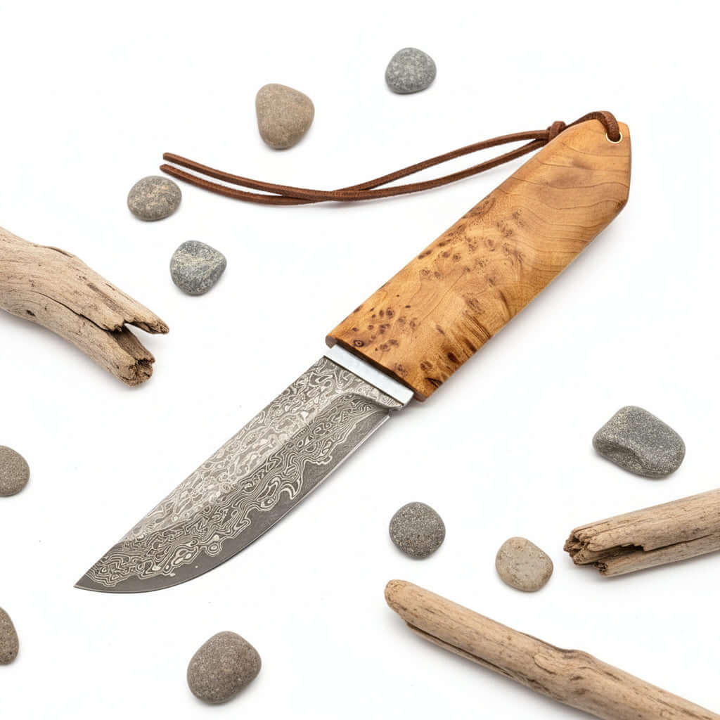 Damascus VG10 Short Knife – Outdoor EDC Camping Knife - Hadi Craft