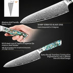 Damascus chef knife with abalone handle Shell Ergonomic Handle - Hadi Craft