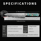 Damascus chef knife with abalone handle Shell Ergonomic Handle - Hadi Craft