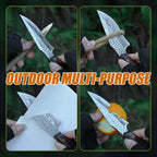 Damascus outdoor fixed blade knife Outdoor Knife with Leather Sheath - Hadi Craft