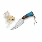 Damascus outdoor fixed blade knife Outdoor Knife with Leather Sheath - Hadi Craft