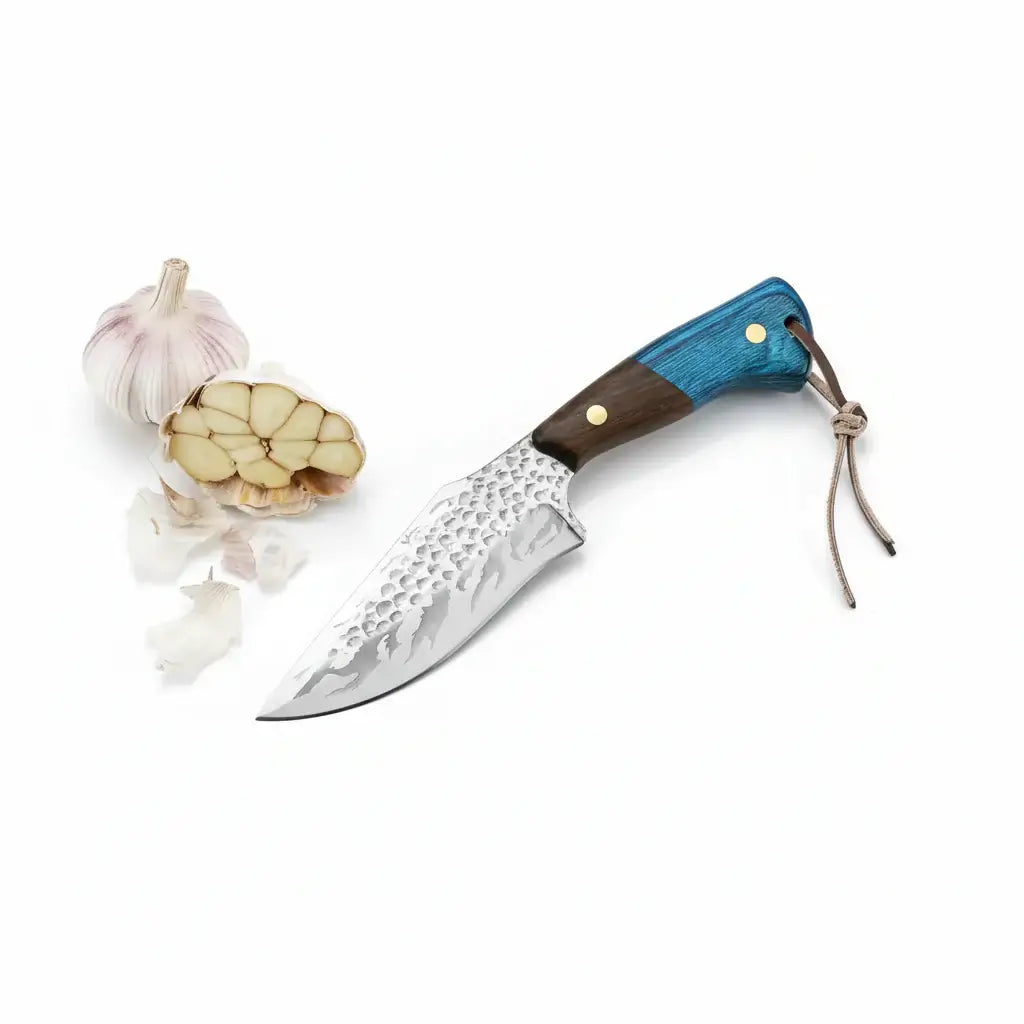 Damascus outdoor fixed blade knife Outdoor Knife with Leather Sheath - Hadi Craft