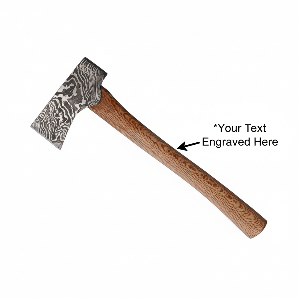 Damascus steel axe with leather sheath Head with Brown leather sheath. - Hadi Craft