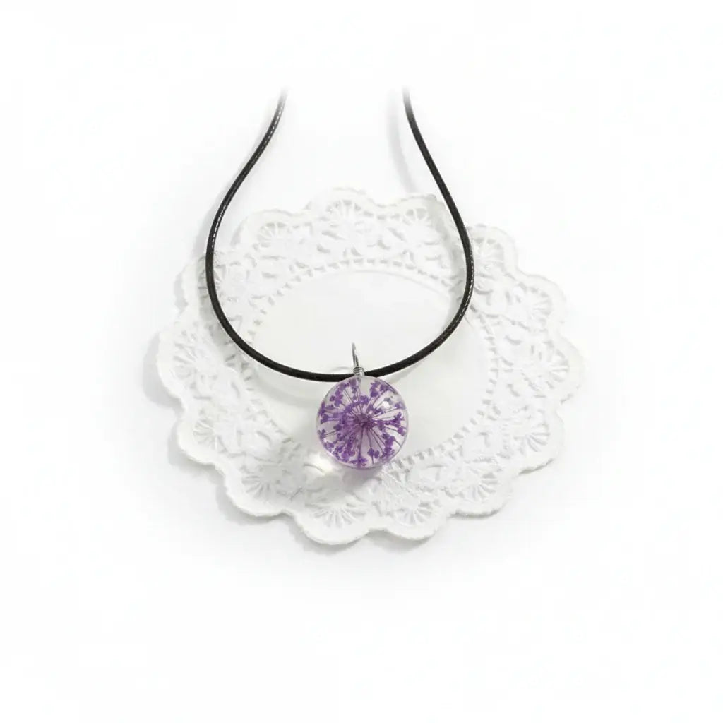 Dandelion Wish Glass Pendant Necklace – Real Dried Flower Charm Jewelry for Women - Hadi Craft