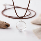 Dandelion Wish Glass Pendant Necklace – Real Dried Flower Charm Jewelry for Women - Hadi Craft