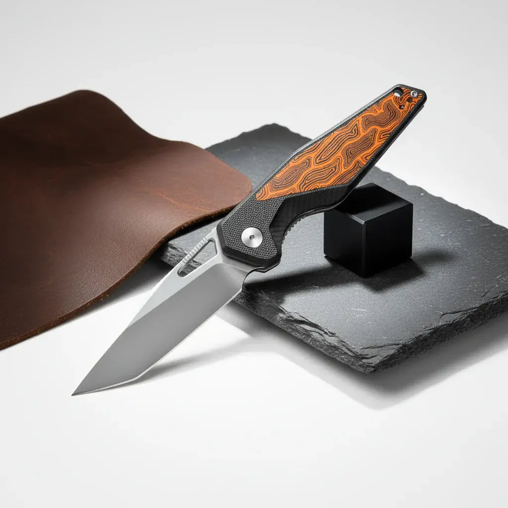EDC Folding Pocket Knife 14C28N Steel, G10 Handle - Hadi Craft