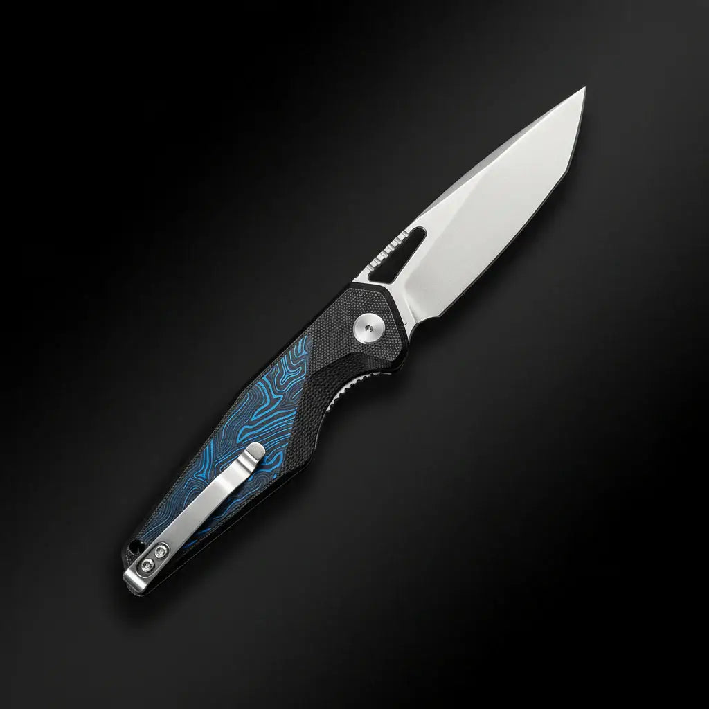 EDC Folding Pocket Knife – Drop Point Blade, G10 Handle - Hadi Craft