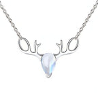 Elk moonstone necklace Forest Moonstone Pendant Clavicle S925 Chain - Hadi Craft