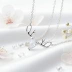 Elk moonstone necklace Forest Moonstone Pendant Clavicle S925 Chain - Hadi Craft