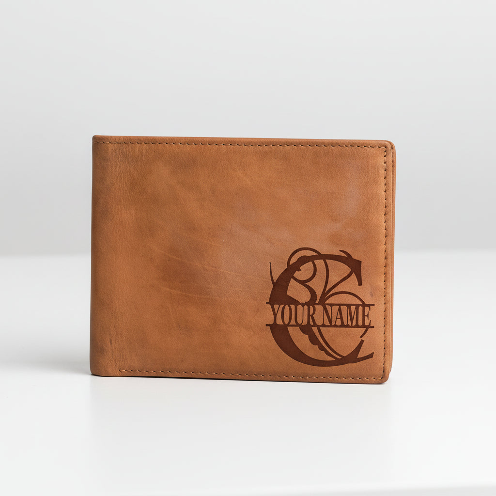 Engraved Leather Wallet for Men - Hadi Craft USA