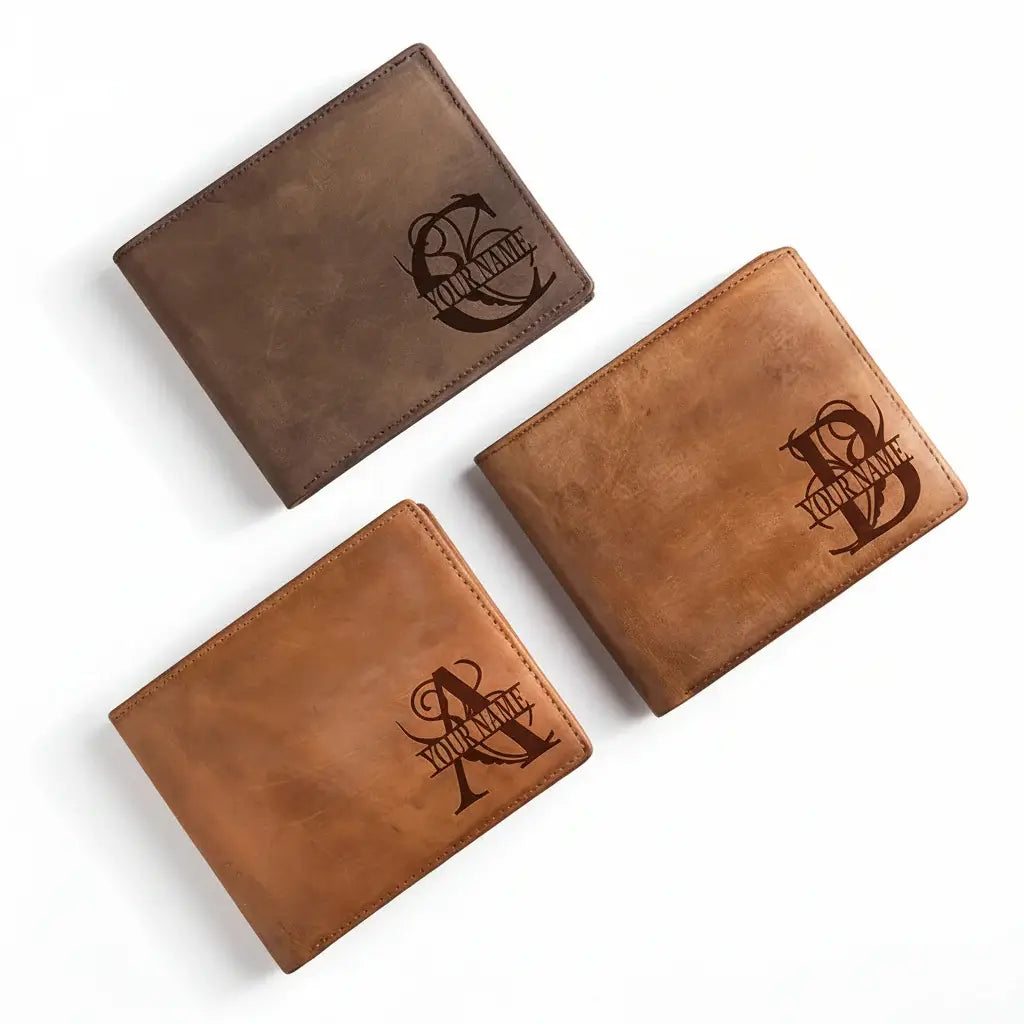 Engraved leather wallet for men Costume Men Leather Wallet - Hadi Craft