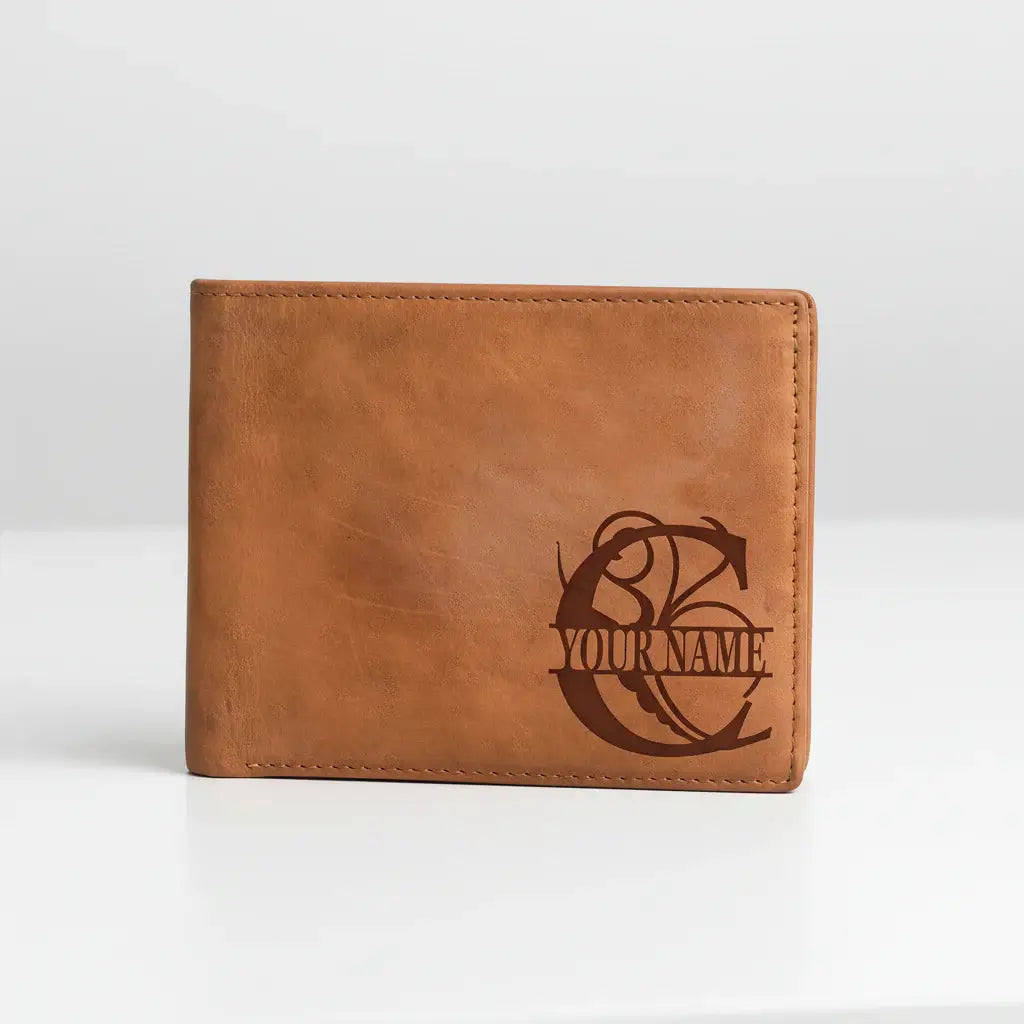 Engraved leather wallet for men Costume Men Leather Wallet - Hadi Craft
