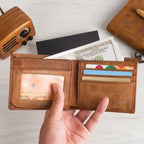 Engraved leather wallet for men Costume Men Leather Wallet - Hadi Craft