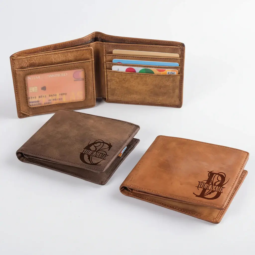 Engraved leather wallet for men Costume Men Leather Wallet - Hadi Craft