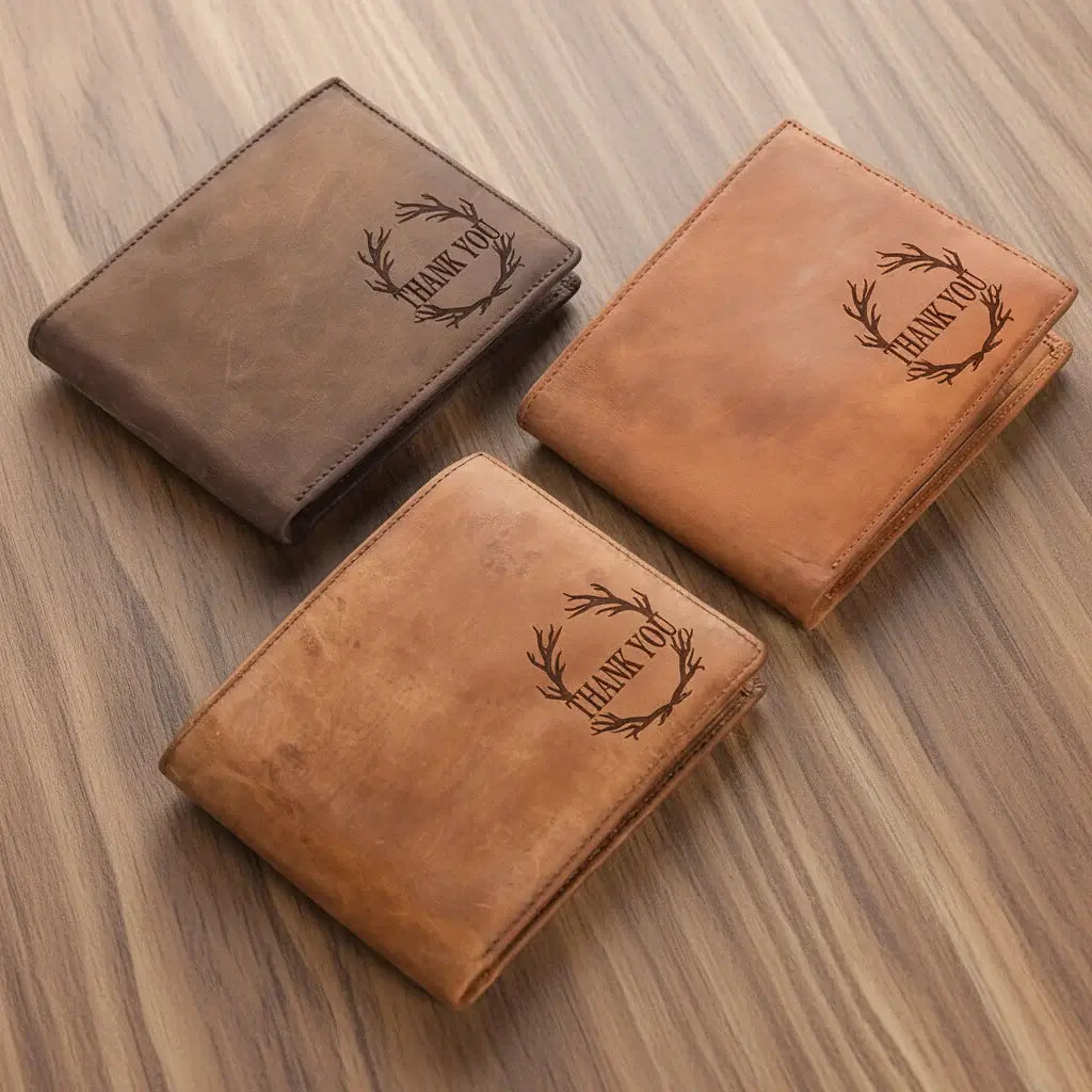 Engraved leather wallet for men Costume Men Leather Wallet - Hadi Craft