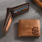 Engraved leather wallet for men Costume Men Leather Wallet - Hadi Craft
