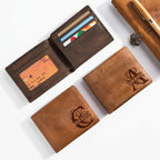 Engraved leather wallet for men Costume Men Leather Wallet - Hadi Craft