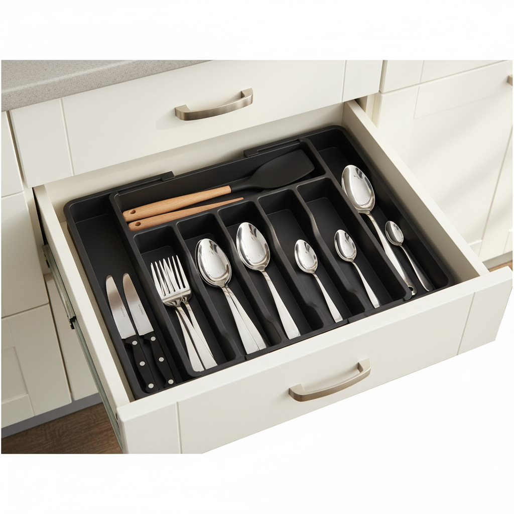 Expandable Cutlery Drawer Organizer – Adjustable Silverware Tray - Hadi Craft