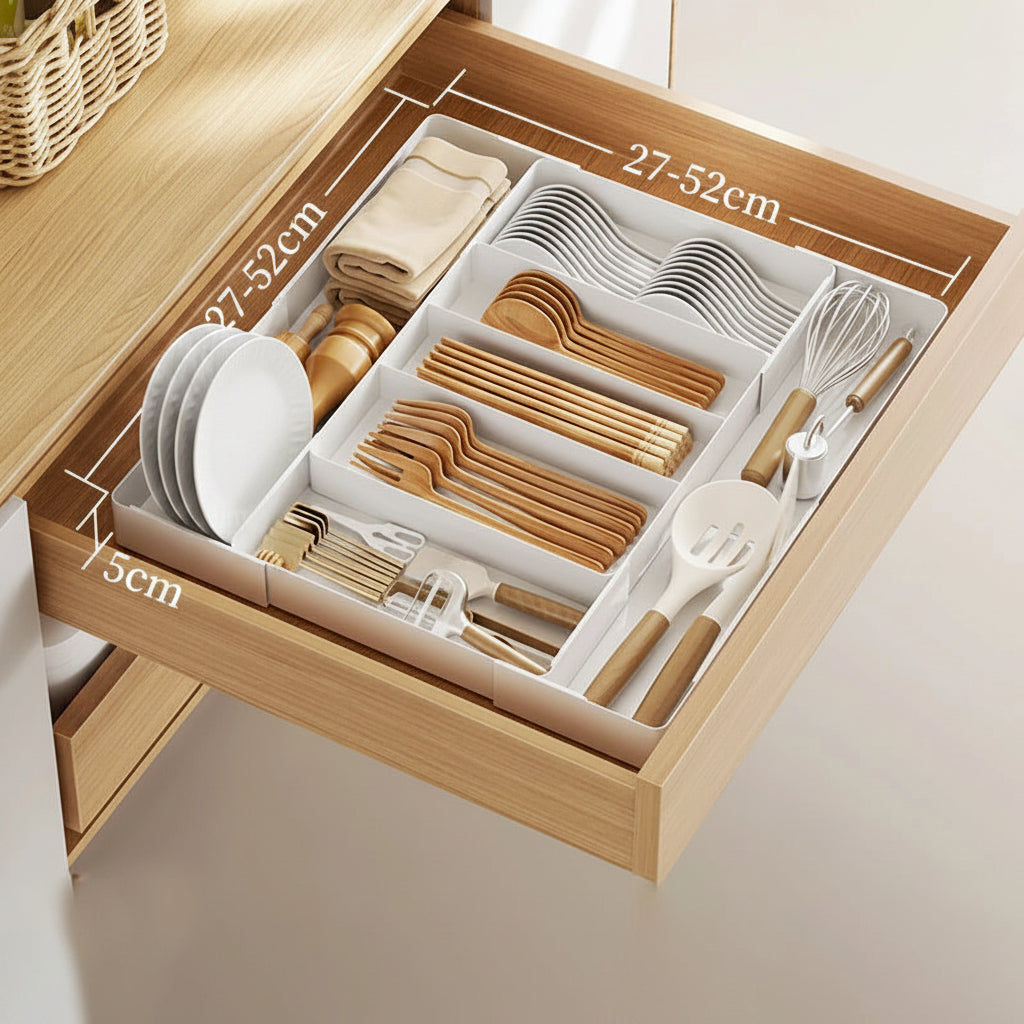 Expandable Drawer Organizer – Adjustable Cutlery & Utensil Tray - Hadi Craft