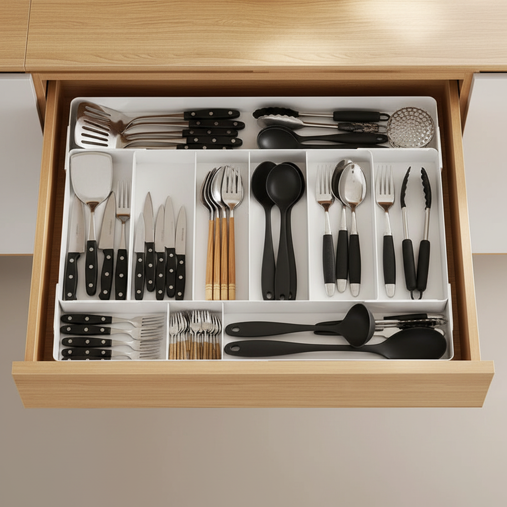 Expandable Drawer Organizer – Adjustable Cutlery & Utensil Tray - Hadi Craft