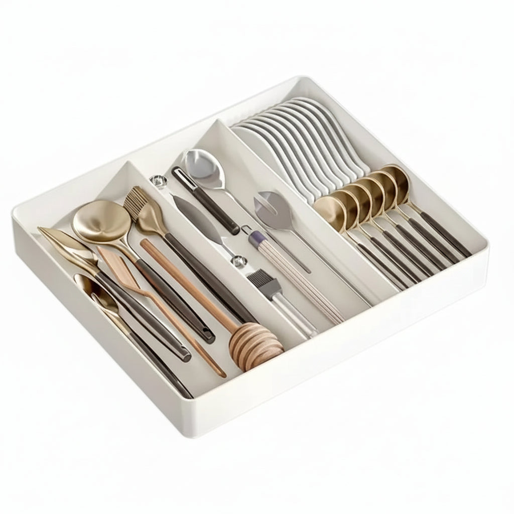 Expandable kitchen drawer organizer Kitchen Tray with 3 Compartments - Hadi Craft