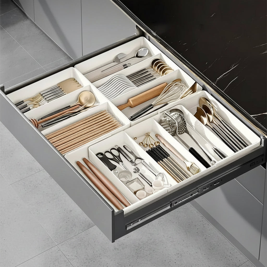 Expandable kitchen drawer organizer Kitchen Tray with 3 Compartments - Hadi Craft