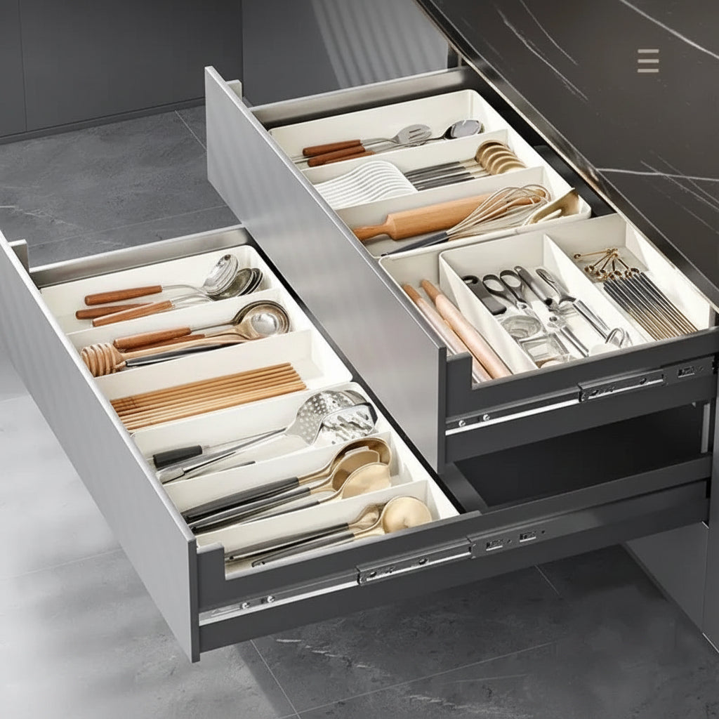 Expandable kitchen drawer organizer Kitchen Tray with 3 Compartments - Hadi Craft