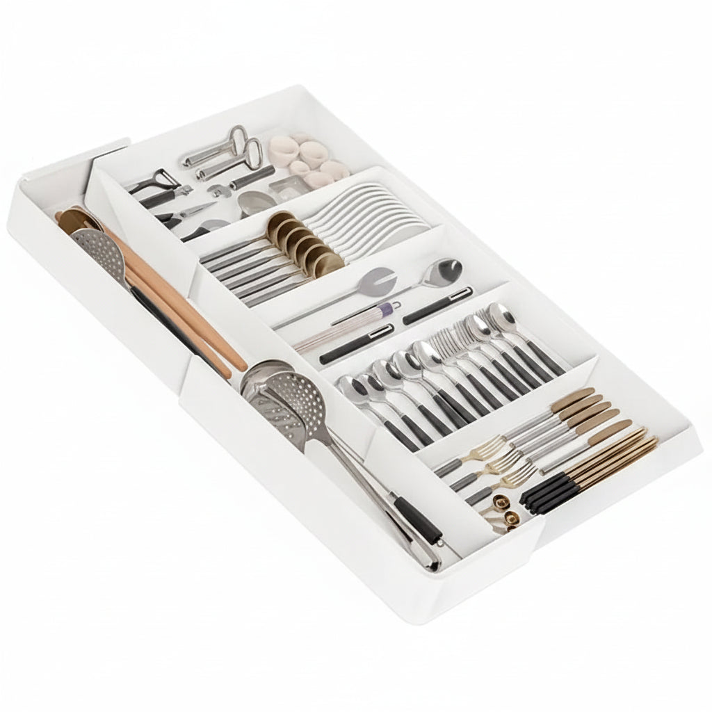 Expandable kitchen drawer organizer Kitchen Tray with 3 Compartments - Hadi Craft
