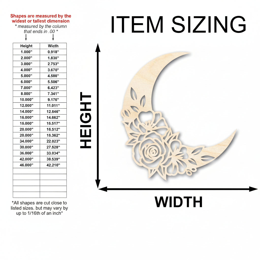 Floral Moon Shape Wood Cutout by Hadi Craft USA