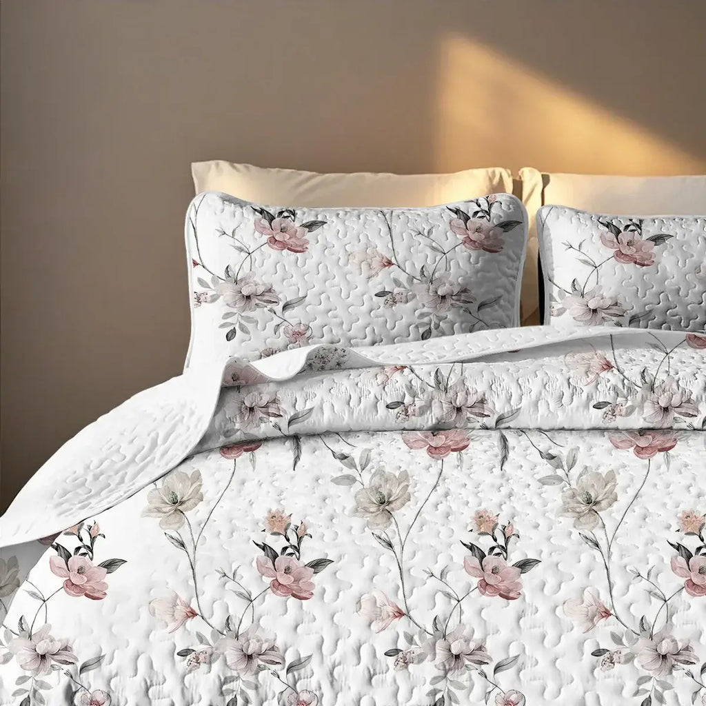 Floral Quilt Set Cal King Unique Summer Bedding Set - Hadi Craft