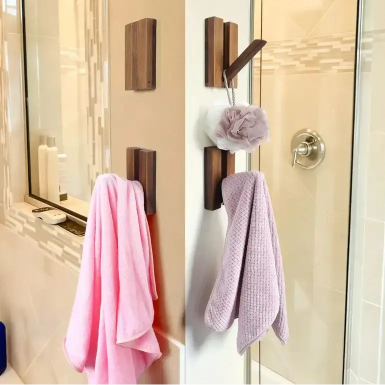 Foldable Bamboo Wall Hooks 4 Pack – Heavy Duty Space Saving Coat Rack - Hadi Craft