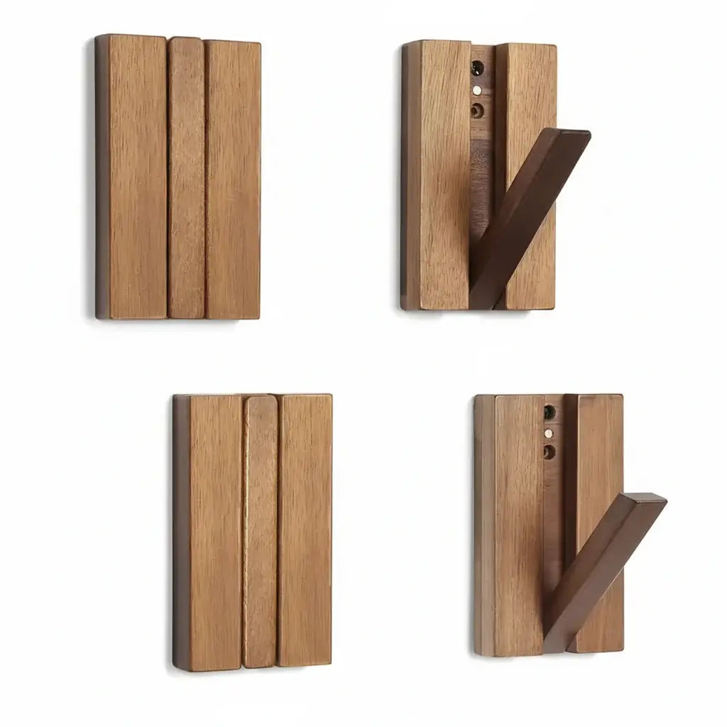 Foldable Bamboo Wall Hooks – Hadi Craft USA 4 Pack