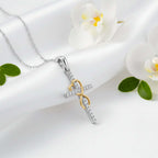 Gold Alloy Cross Necklace with Eight-Character Pendant – Unisex Jewelry - Hadi Craft